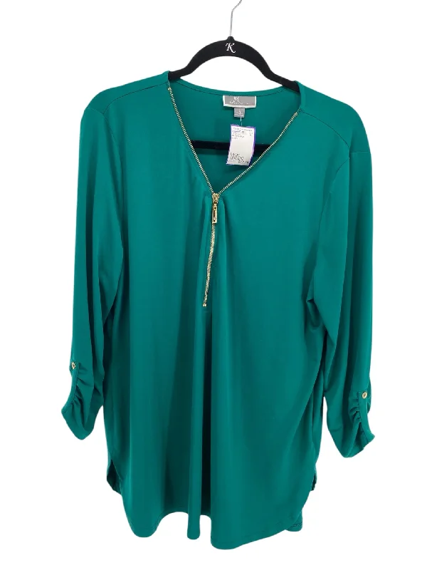 JM Collection Misses Size Large Green LS BlouseTunic Shirts