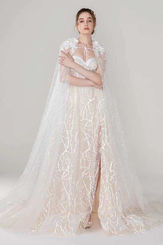 Branded JacketsElegant Tulle Wedding Wrap with Appliques CJ0093