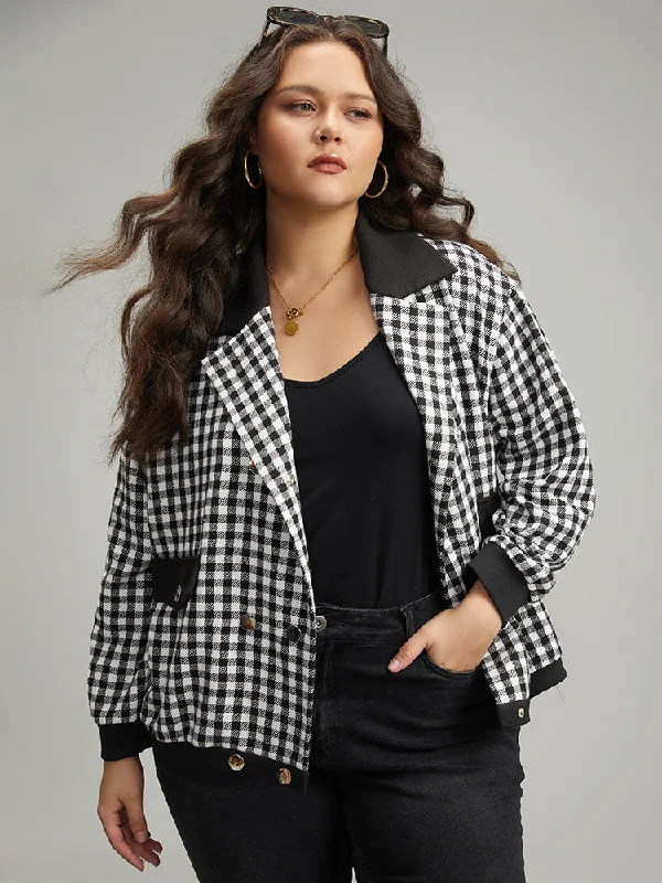 Ruffled JacketsGingham Patchwork Double Breasted Jacket