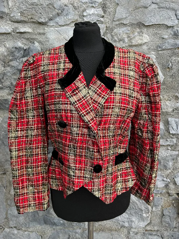 Hooded Jackets80s red&gold check jacket uk 10-12