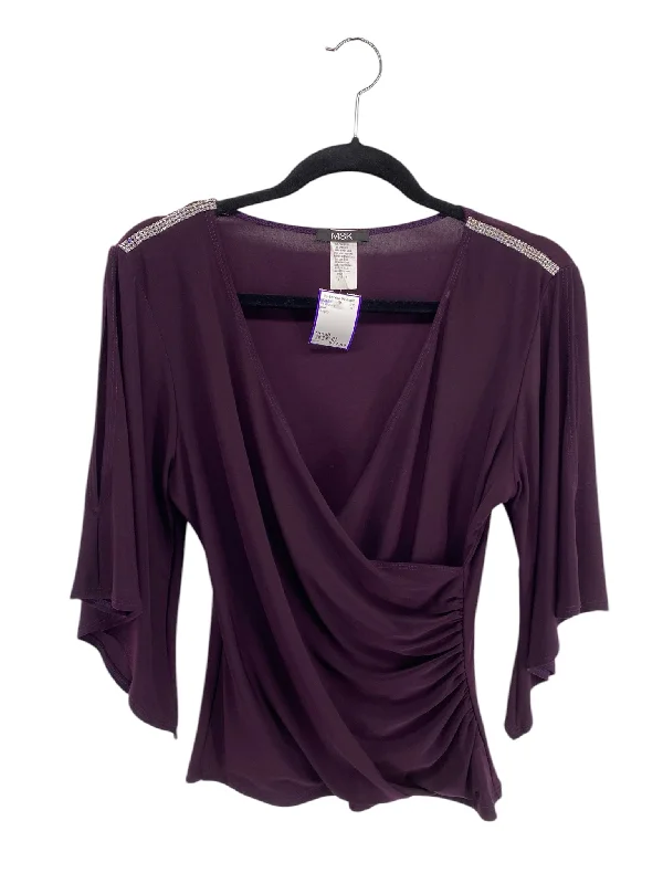 MSK Misses Size Small Purple 3/4 BlouseRainproof Shirts