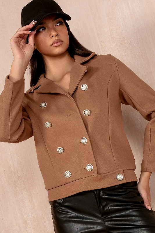 Leather JacketsFlorinda Camel Double Breasted Jacket