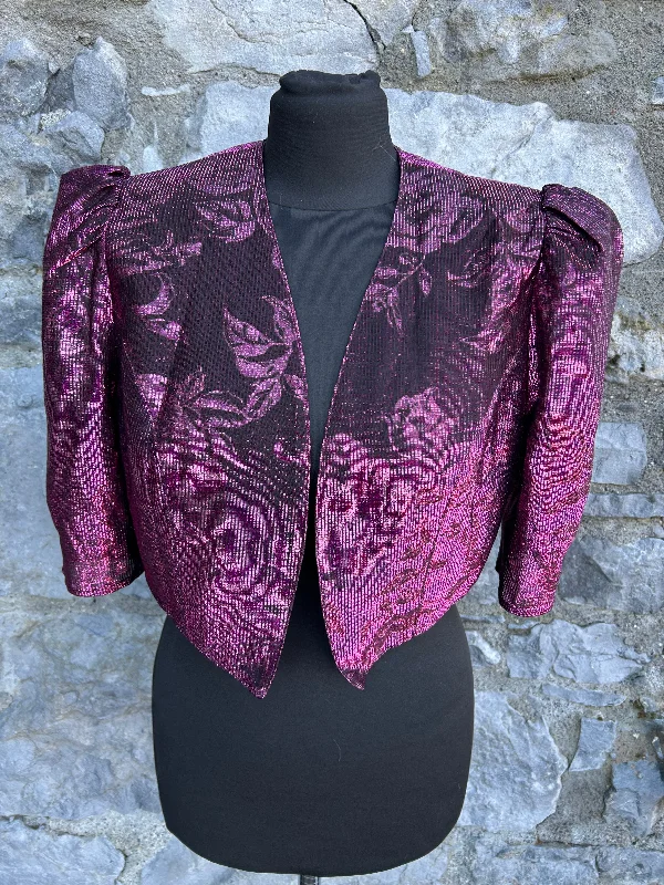 Polyester Jackets80s purple floral bolero uk 12