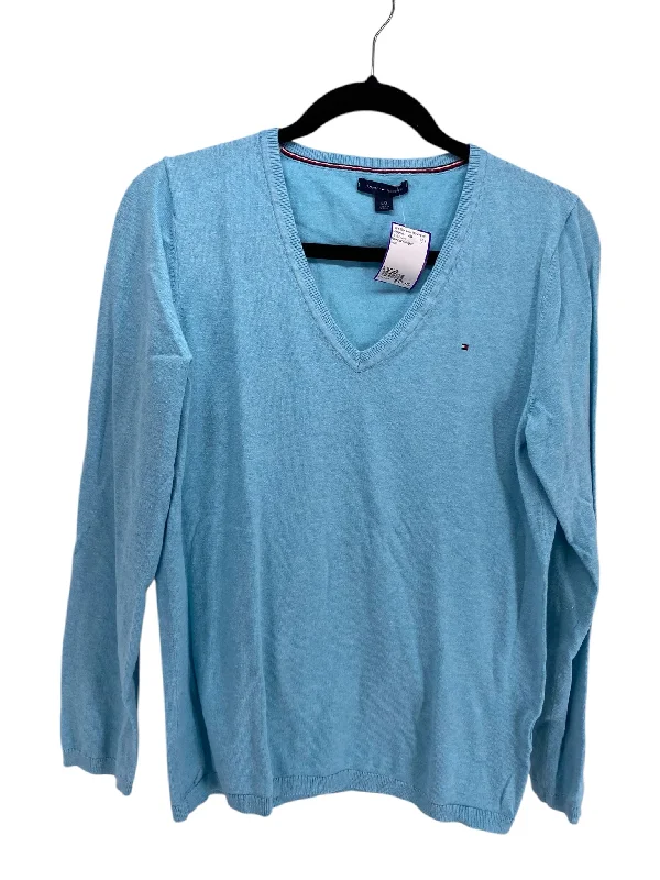 Tommy Hilfiger Misses Size Large Teal LS BlouseButton-Down Shirts