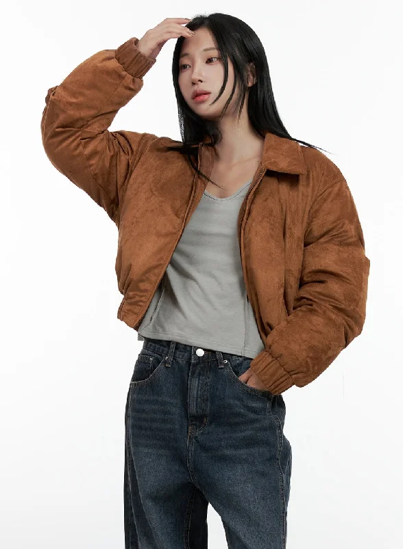 Summer JacketsSuede Bomber Puffer Jacket CN407