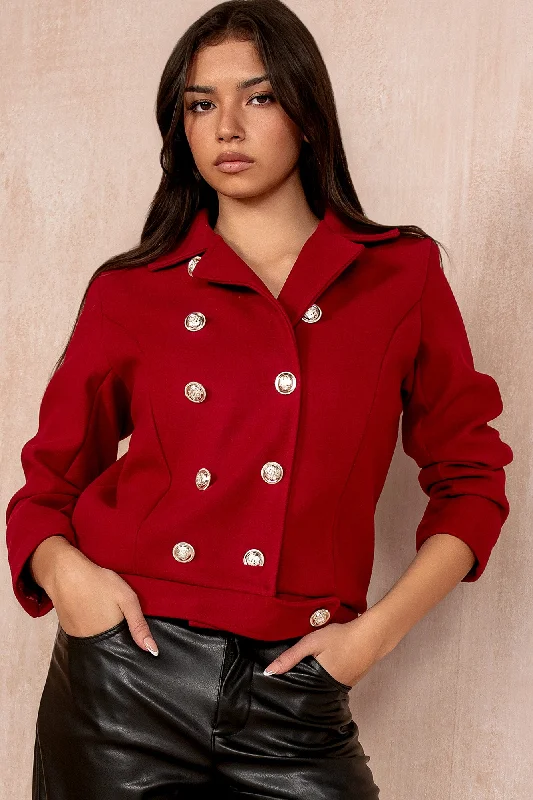 Sequined JacketsFlorinda Burgundy Double Breasted Jacket