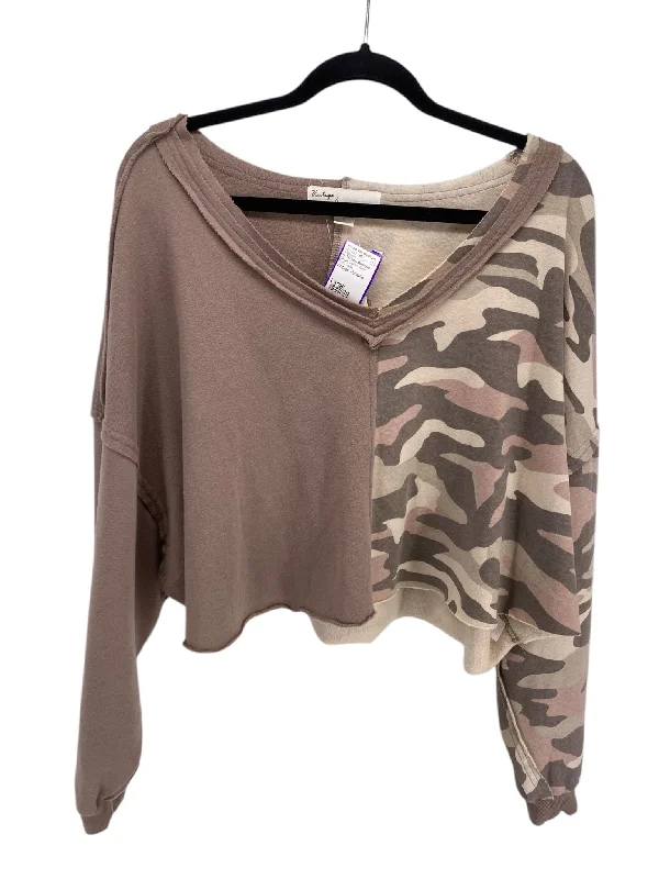 It's SO You Boutique Misses Size Large Beige Camo New With Tags LS BlousePocket Shirts