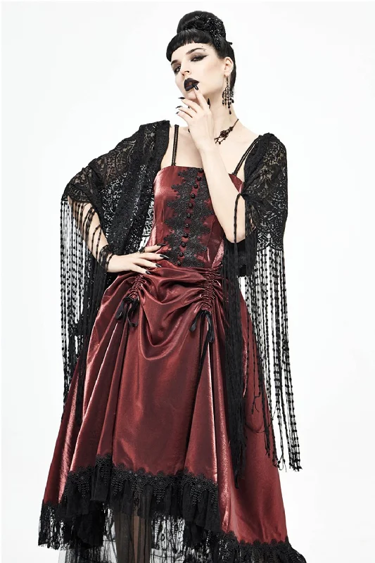 Pocketed JacketsBlack Lace Wedding Shawl with Tassel CJ0095