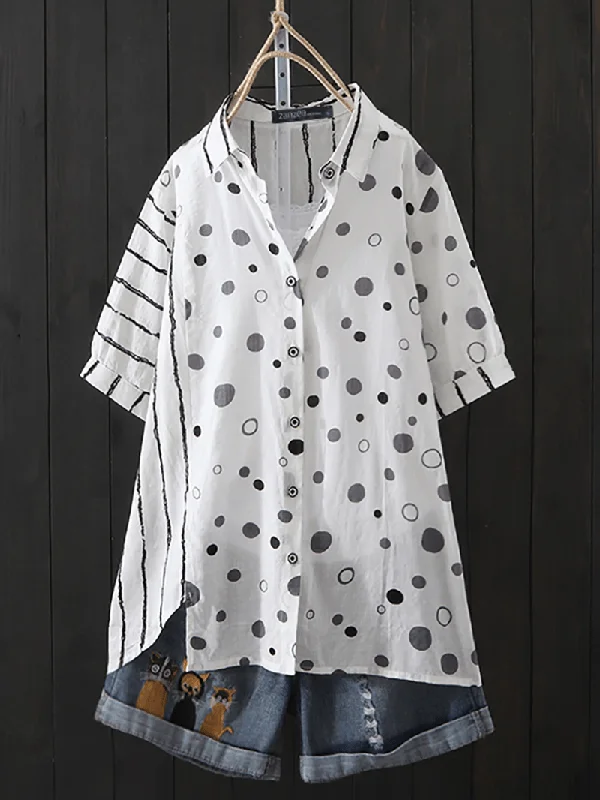 Polka Dot Print BlouseWrap Shirts