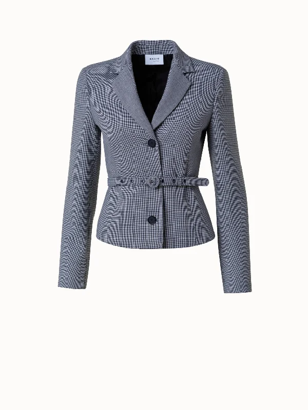 Streetwear JacketsBelted Jacket in Micro Houndstooth Pebble Crêpe