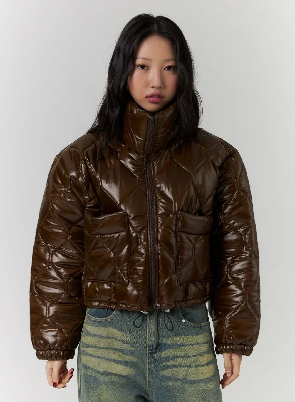 Hunting JacketsGlossy Quilted Puffer Jacket CD319