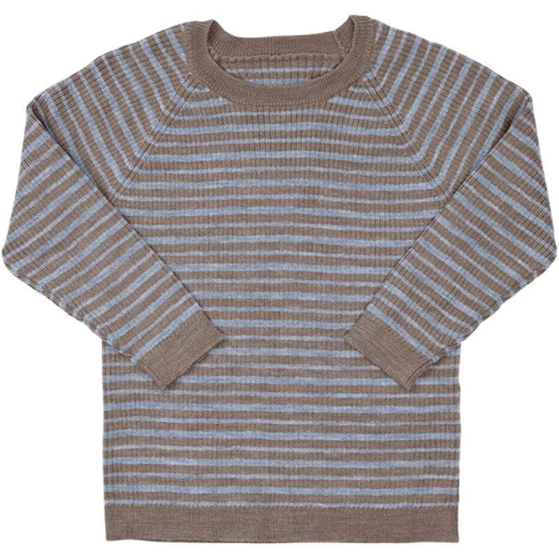 Copenhagen Colors Natural Melange/Dusty Blue Comb Merino Classic Rib BlouseFestival Shirts