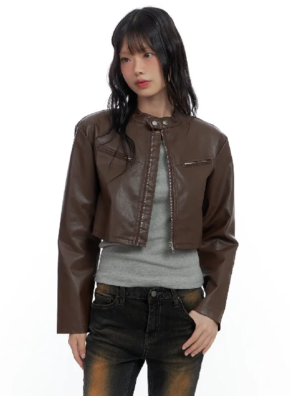 High-Fashion JacketsSleek Zip-Up Leather Rider Jacket CS420