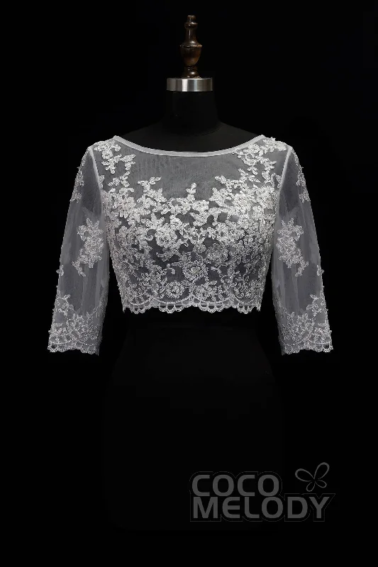 Limited Edition JacketsRomantic Ivory Lace Half Sleeve Wedding Wrap CX0015002