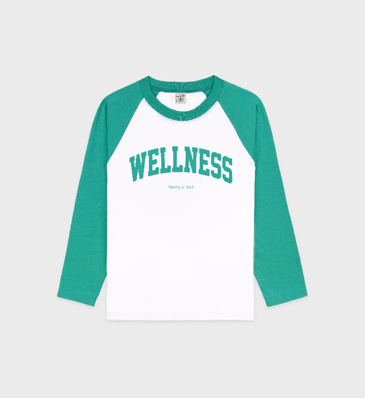 Plush T-ShirtsWellness Ivy Baseball Tee - White/Spring Green