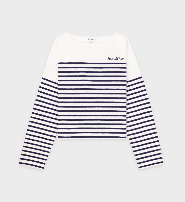 Artist T-ShirtsSerif Logo Mariniere Sweater - Off White/Navy Stripe