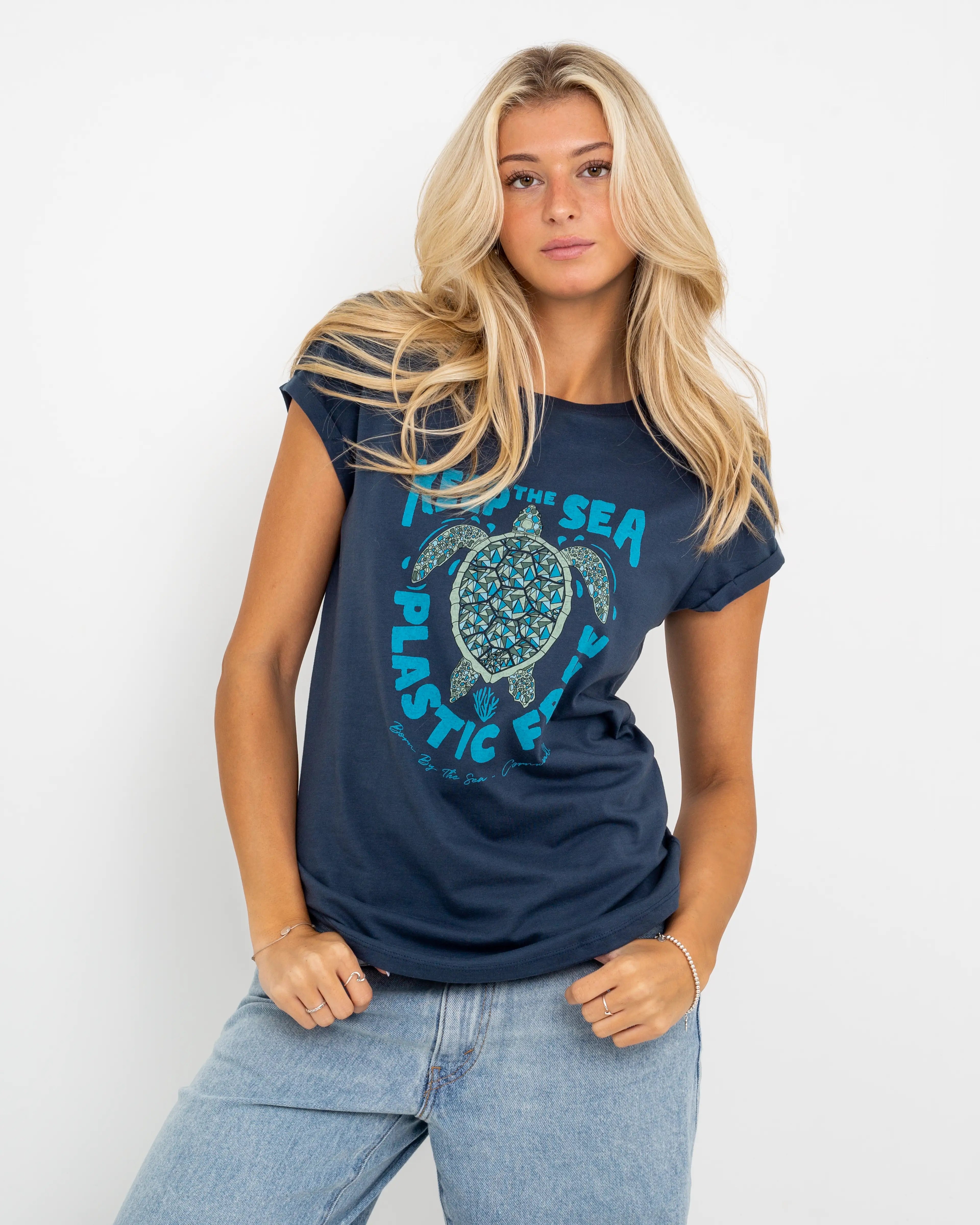 Ruffled T-ShirtsTurtle T-Shirt in Denim Blue