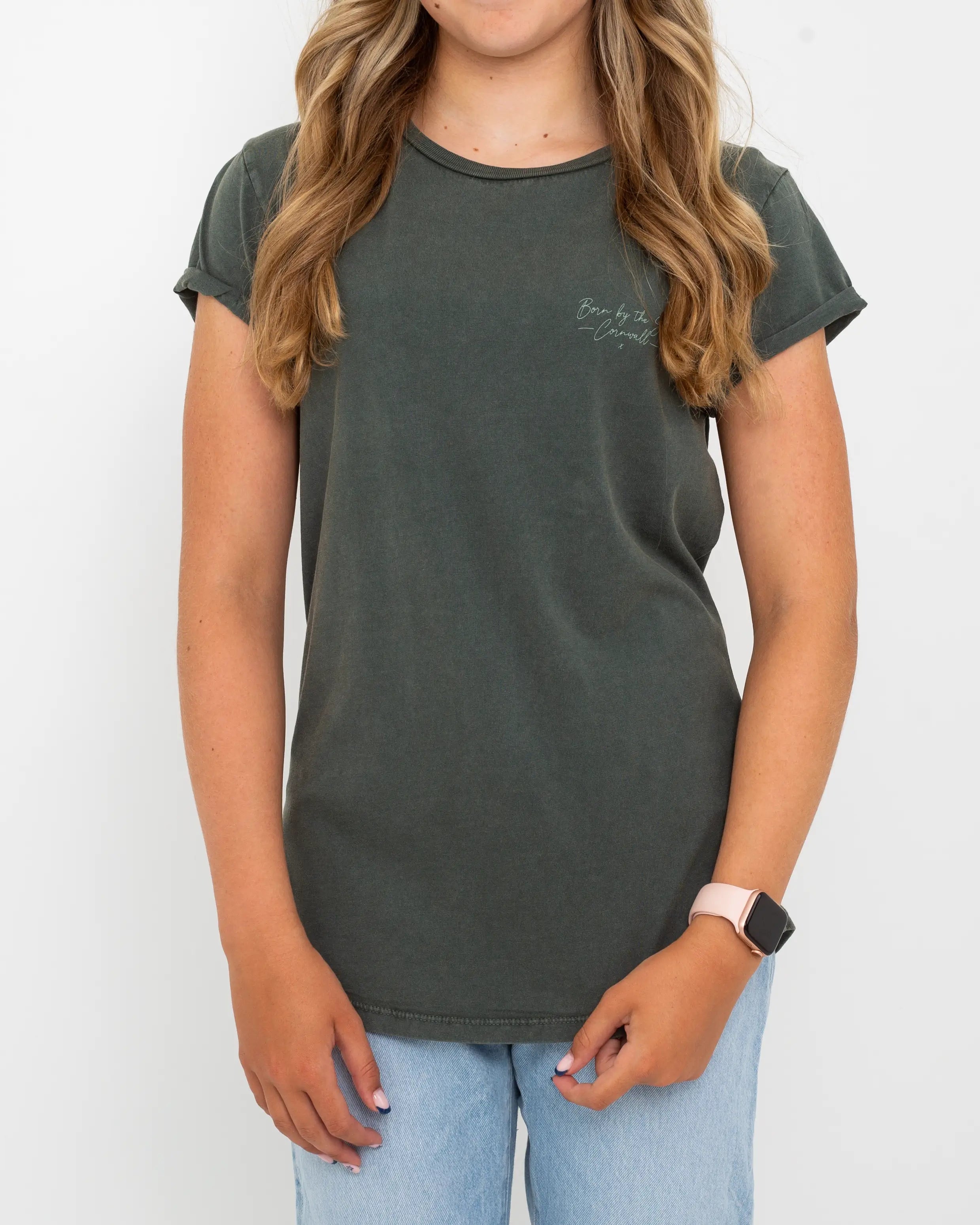 Tasseled T-ShirtsTurtle T-Shirt in Stone Wash Green