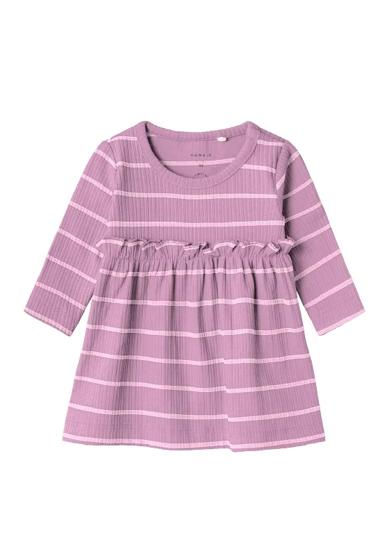 Name It Baby Girl Kianna Long Sleeve Dress, Pastel Lavender