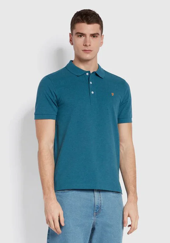 Anti-odor polo shirtFarah Blanes Polo Shirt, Petrol Blue Marl