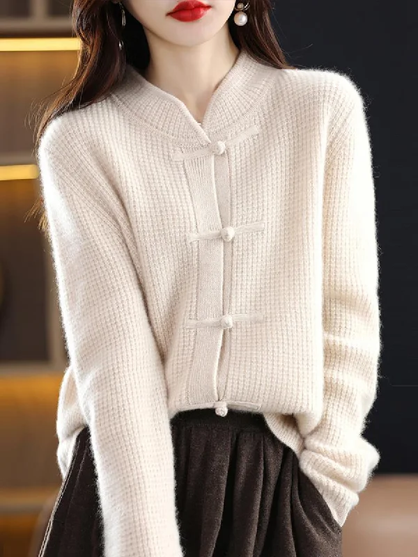 Women Casual Winter Wool Solid Knitted SweaterWork Knit Tops