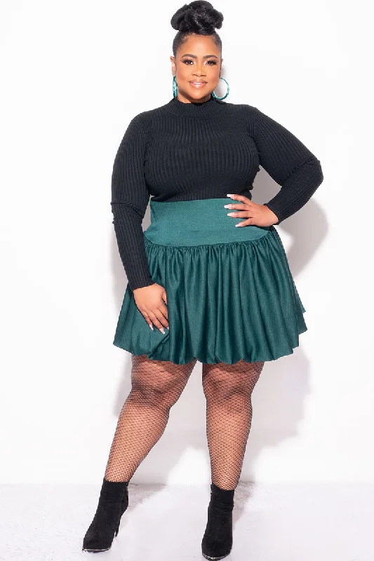 Final Sale Plus Size Bubble Mini Skirt in GreenPlus size women's simple tops