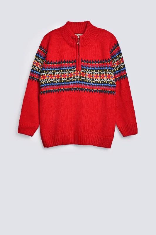 BOYS MOCK ZIPPER SWEATERMetallic Knit Tops