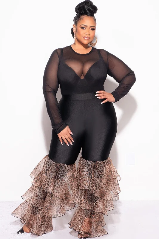 Final Sale Plus Size Bodysuit in Black MeshPlus size women's work tops