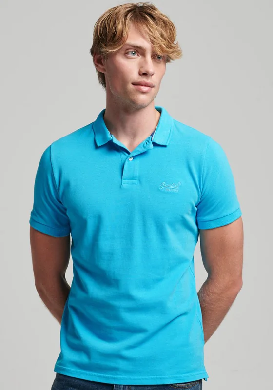 Compression polo shirtSuperdry Vintage Destroy Polo Shirt, Beach Blue