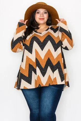 Multi Chevron Sweater Shirt Top TunicCotton Knit Tops