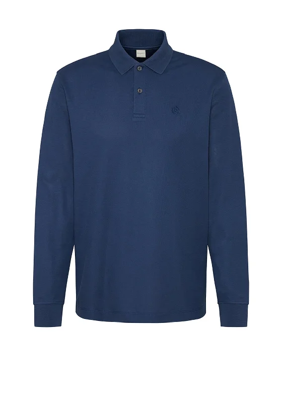 Zip-up polo shirtBugatti Long Sleeve Polo Shirt, Blue