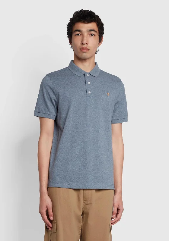 Patched polo shirtFarah Blanes Polo Shirt, Battleship Blue Marl