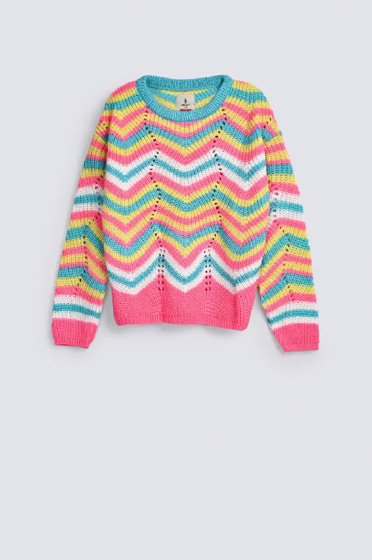 GIRLS STRIPERED SWEATERSequined Knit Tops