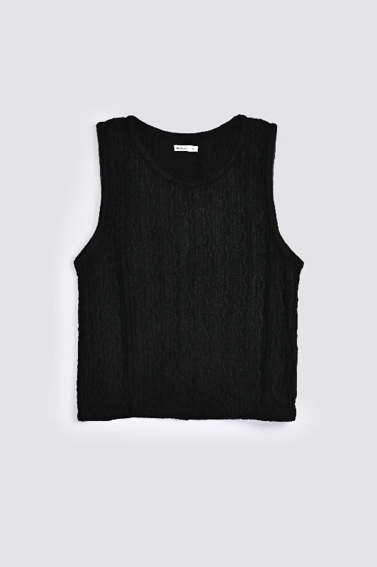 SLEEVELESS TEXTURED SWEATEREmbroidered Knit Tops