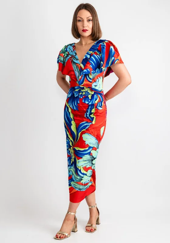 Kevan Jon Karolina Frill Pencil Dress, Multi-Coloured