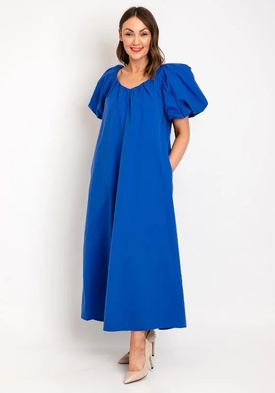 Y.A.S Olega Puff Sleeve Long Dress, Dazzling Blue