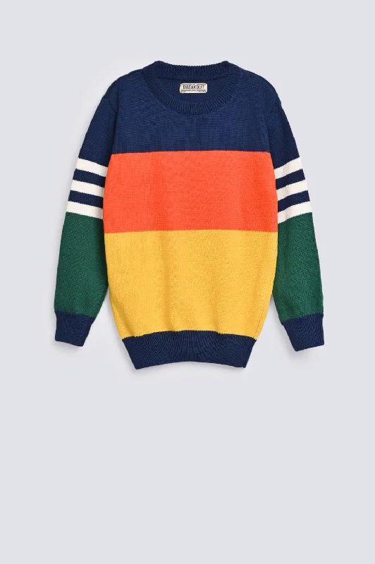 BOYS COLOR BLOCK SWEATERThermal Knit Tops