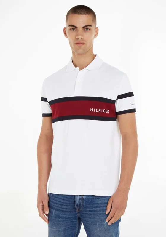 Minimalist polo shirtTommy Hilfiger Colourblock Polo Shirt, White