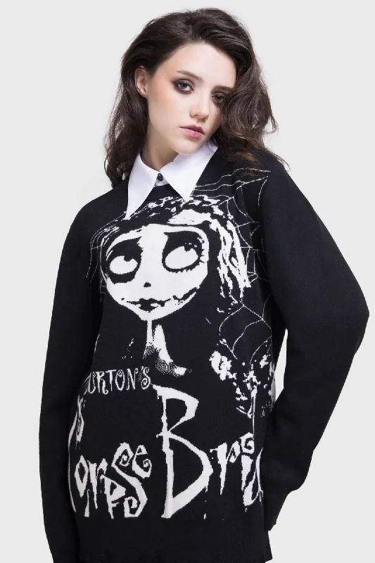 Corpse Bride Distressed SweaterTurtleneck Knit Tops