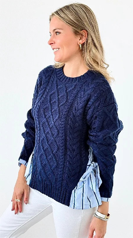 Coastal Charm Cable SweaterV-Neck Knit Tops