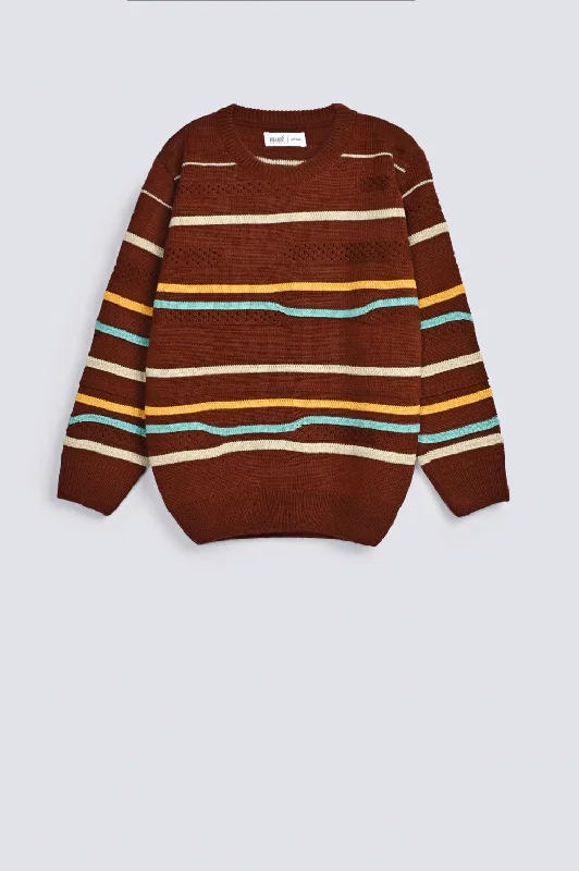 BOYS NEEDLE DROP STRIPER SWEATERTravel Knit Tops