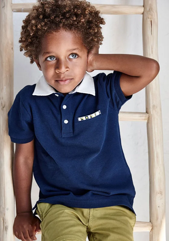 Abstract polo shirtMayoral Boys Rear Logo Polo Shirt, Navy