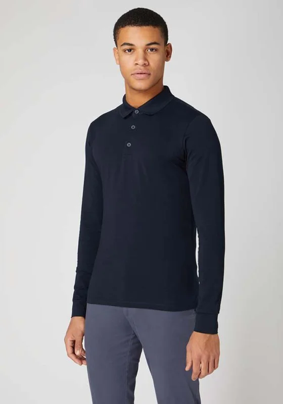 Silk polo shirtRemus Uomo Long Sleeve Polo Shirt, Navy