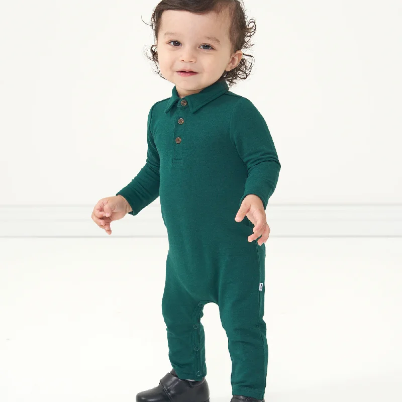 Metallic polo shirtEmerald Long Sleeve Polo Romper