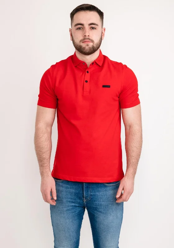 Geometric polo shirtBugatti Flexcity Snap Button Polo, Red