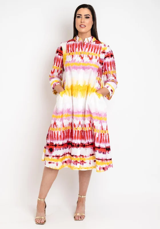 Noen Curve Printed Shirt Dress, Pink