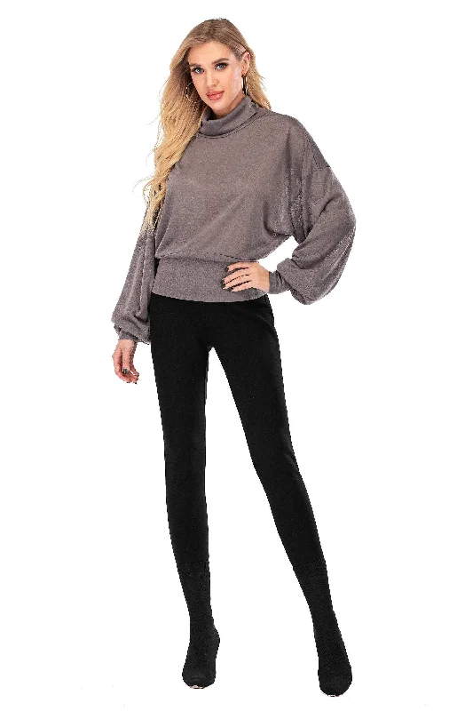 Turtleneck Long-Sleeve Pullover Sweater | CozyCouture®Embellished Knit Tops