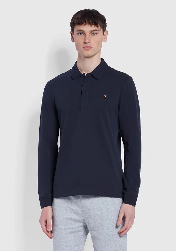 Organic polo shirtFarah Haslam Long Sleeve Polo Shirt, True Navy