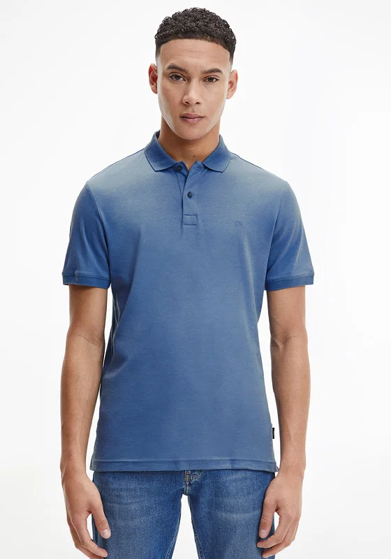 Anti-microbial polo shirtCalvin Klein Liquid Touch Polo Shirt, Iron Blue