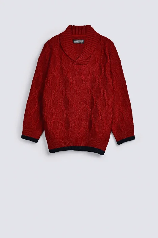 BOYS SHAWL COLLAR SWEATERSheer Knit Tops